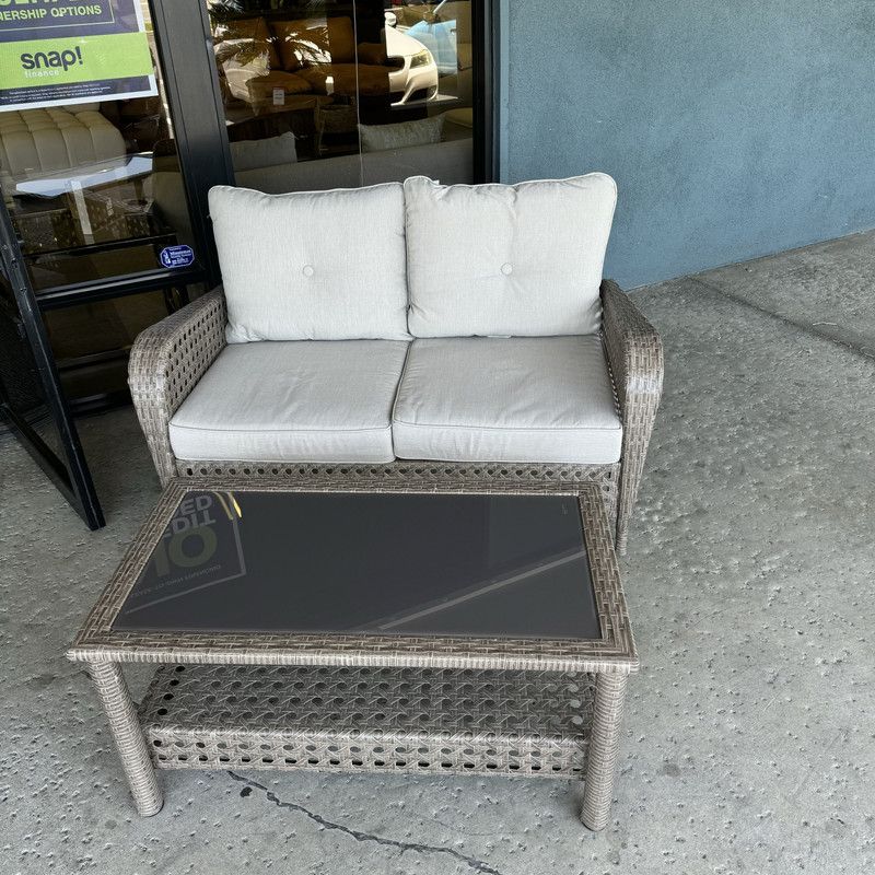 Driftwood Outdoor Loveseat w/ Table (Set of 2)