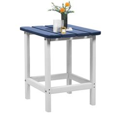 Adirondack Square Outdoor Side Table for Patio, 19'' HDPE Outdoor Side Tables, Weather Resistant End Table for Patio, Backyard, Pool, Indoor Companion