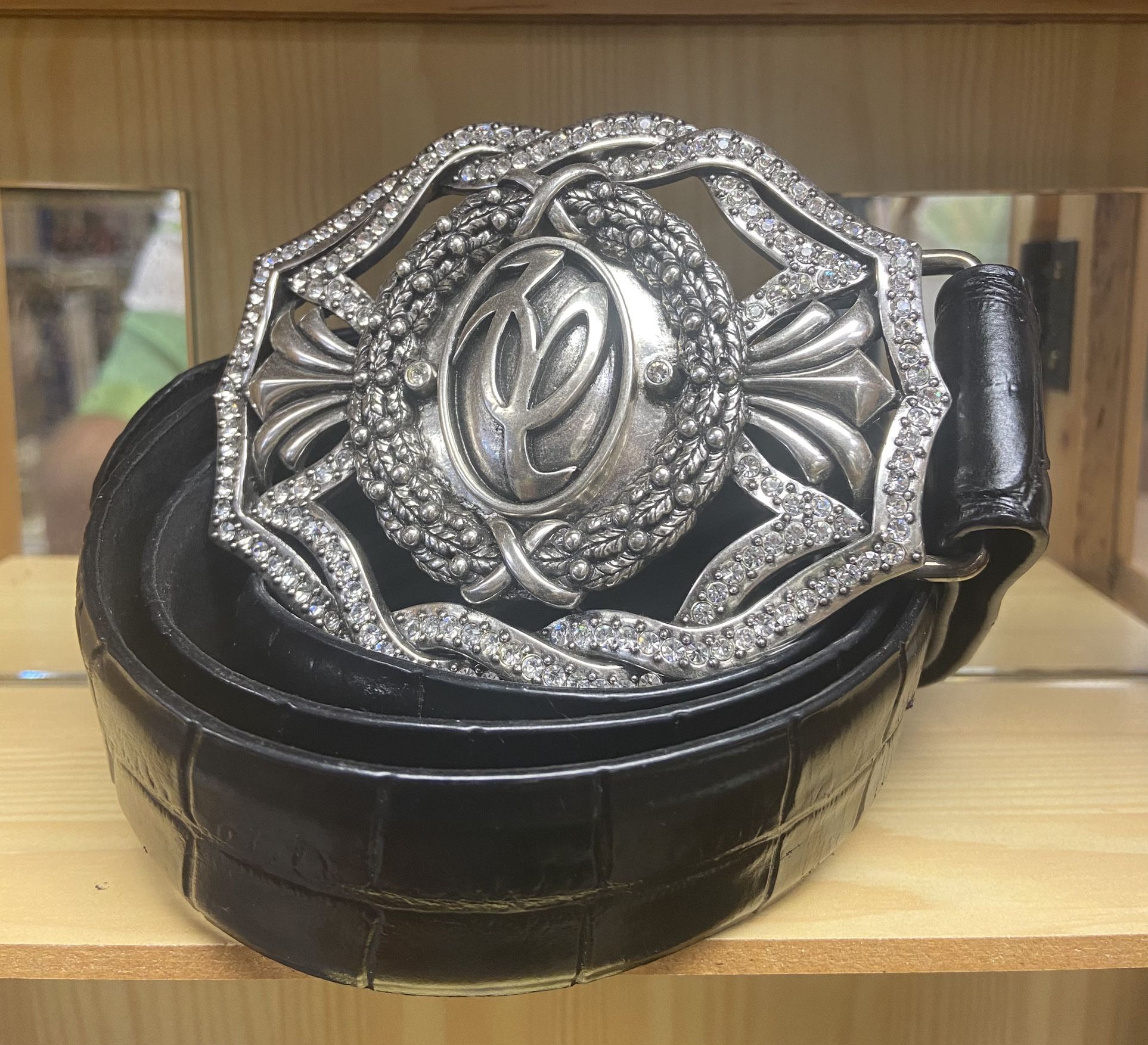 VALENTIN YUDASHKIN LARGE BUCKLE BELT WITH STONES AMAZING DESIGN