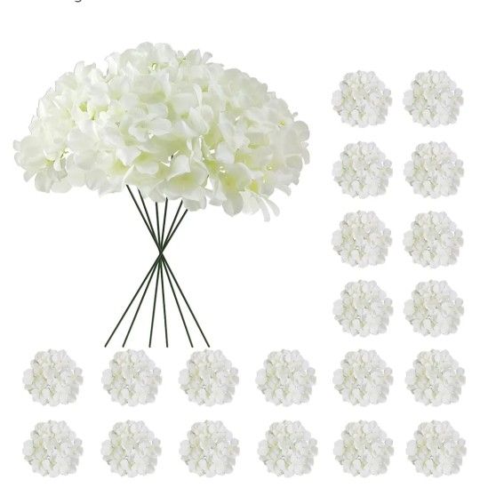New 20 Pcs White Hydrangea Artificial