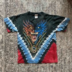Liquid Blue x D&D Dueling Dragons AOP Vintage Shirt Size Small SIGNED RARE