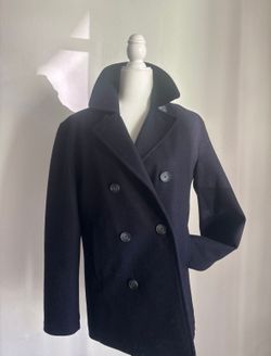 Nautica Men S Wool Double Brest Coat Navy BLUE