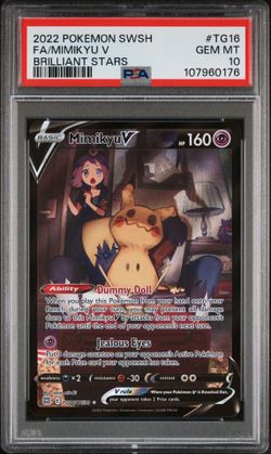 Pokemon 2022 Mimikyu V TG16/TG30 Full Art Brilliant Stars GEM MINT PSA 10