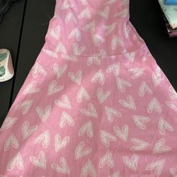 Girls Pink heart Dress Size 7-8