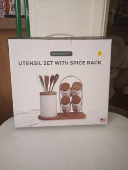 Utensil set with spice rack