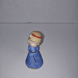 Jasco Vintage 1970's Porcelain Bashful Belle Angel Girl Bell In Blue Dress