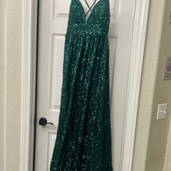 Green Sequin Formal Ball Gown
