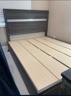 Queen bed frame  & mattress