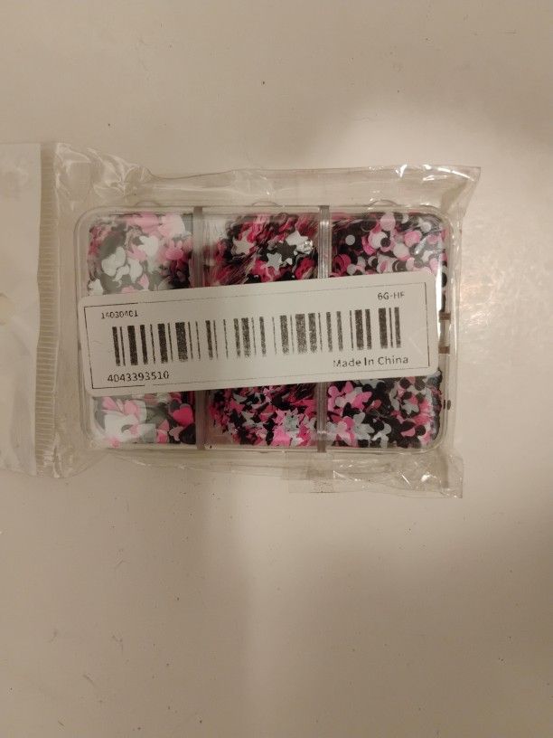 pink black and white nail confetti