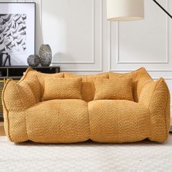 74”(Beige / Yellow / Green )High Density Foam Injected Loveseat Sofa [NEW]  <No Assembly Req>