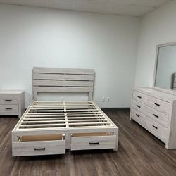 Complete Furniture Set : Queen/King Size Storage Bedroom Set Available, Free Shipping