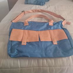 Blue and Tan Tote Bag