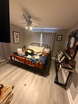 Black Metal King Bed Frame and Mattress