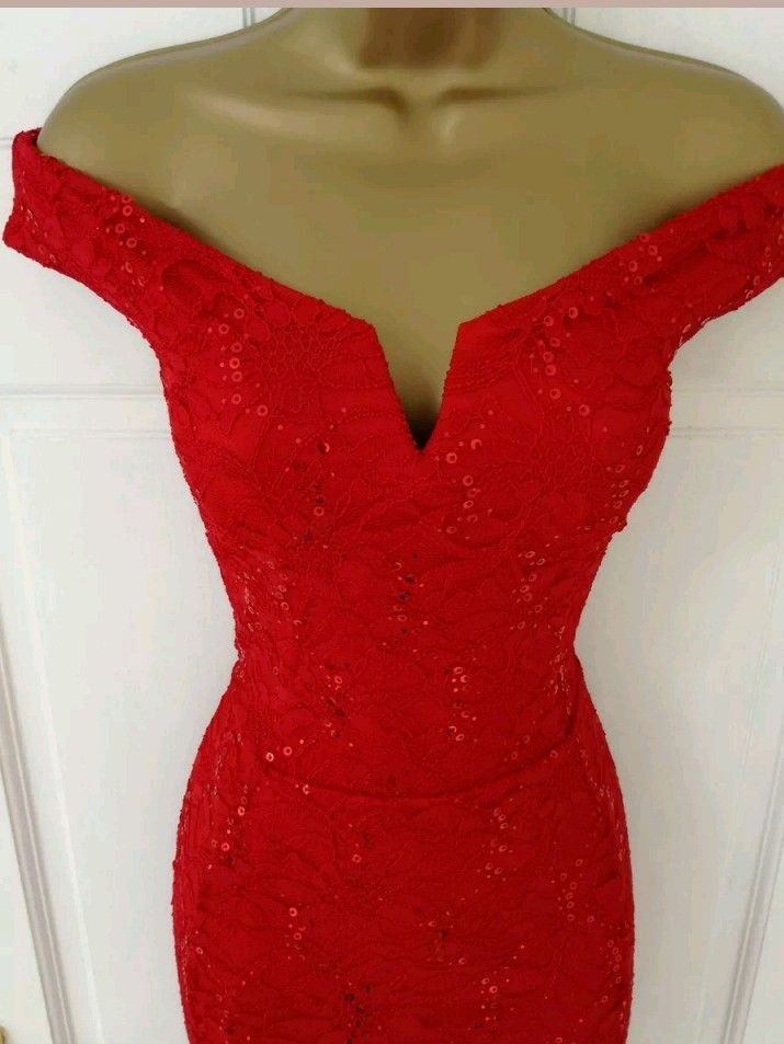 New Red Valentine's pretty woman mermaid tail dress sz 16 women's