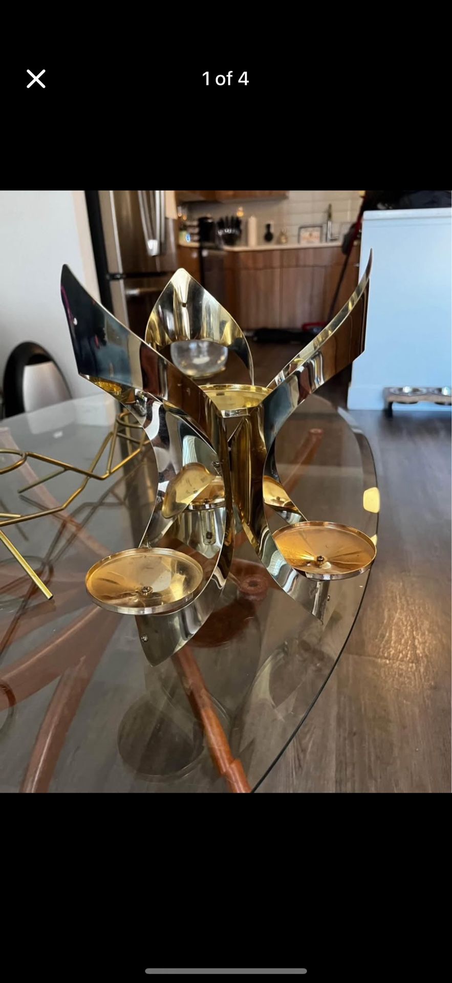Mid Century Modern Brass Candle Holder / Chandelier 