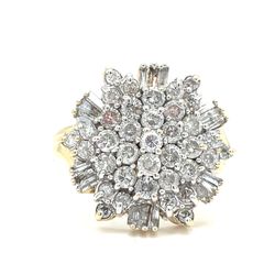 14KT Yellow Gold Diamond Cluster Ring 7.40g 2CTW Size 7 182564