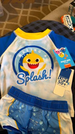 Baby Shark Kids Rash Guard Swim Set