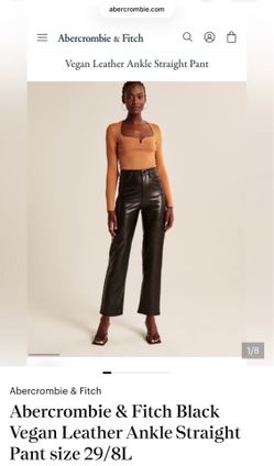 Abercrombie & Fitch Black Vegan Leather Ankle StraightPant size 29/8L