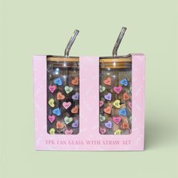 Valentine’s Day can glass set (2 pack)