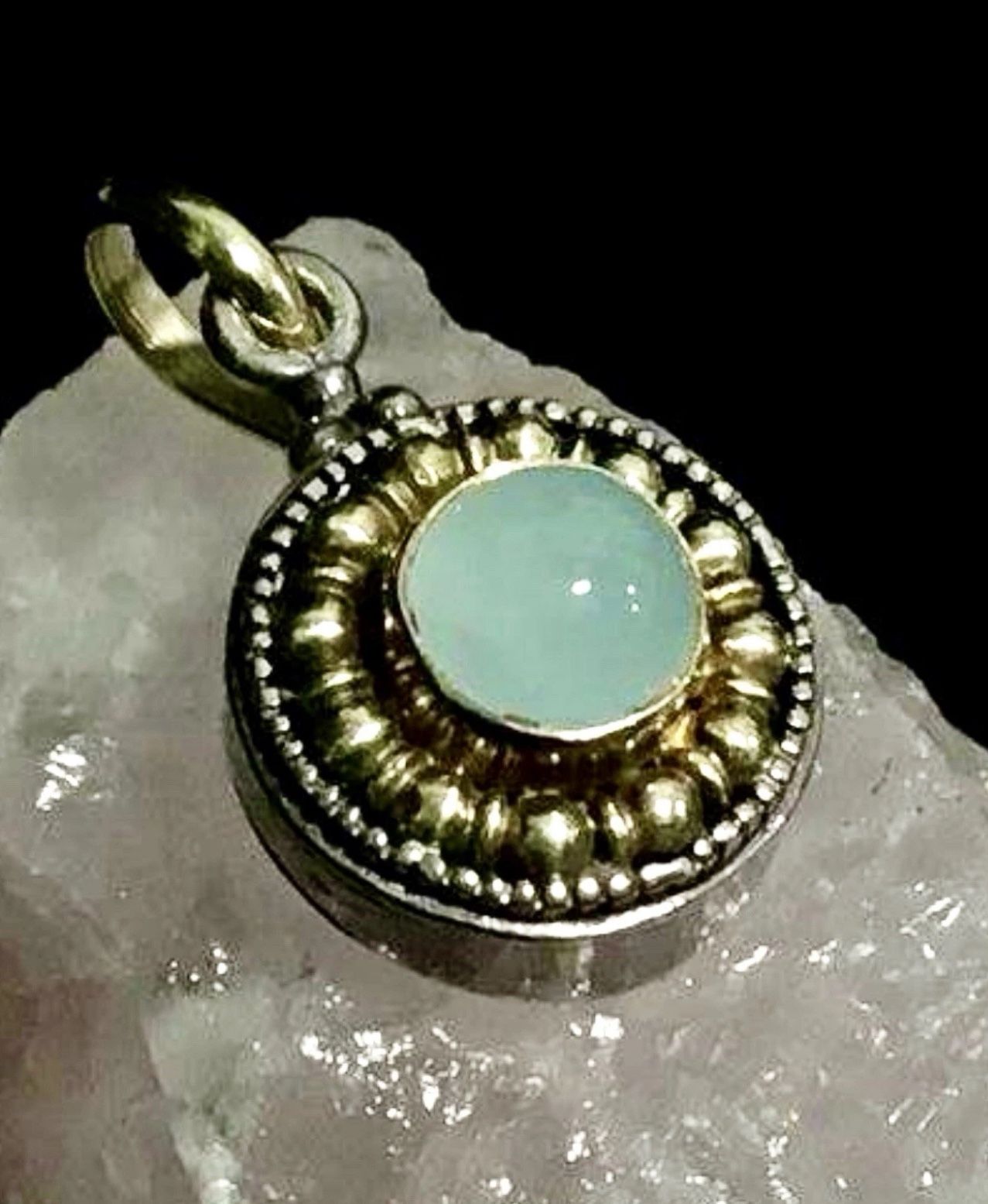 FREE SHIPPING! KONSTANTINO 18K GOLD & 925 SILVER PENDANT W/ CHALCEDONY 1/2 INCH