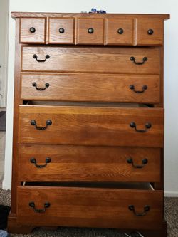 Oak Tall  Chest Dresser