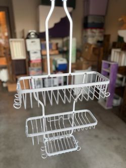 White Metal Hanging Shower Caddy Organizer