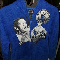 WWE Sweatshirt Youth Boys Size XL Large 18/20 blue  Full Zip Hoodie HHH John Cena $25