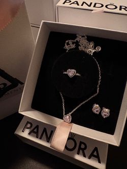 Pandora Heart Jewelry Set – Ring, Necklace & Earrings