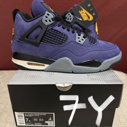 GS SIZE 7Y / WOMENS 8.5 NIKE AIR JORDAN 4 LAKERS PURPLE