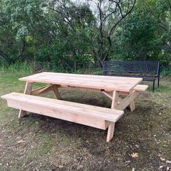 8’ Picnic Table With Attached Benches 