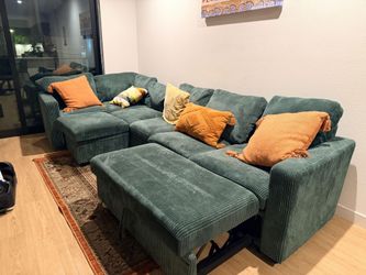 Green velvet couch