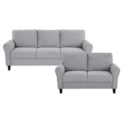 Brand New Gray Linen Sofa + Loveseat 2PCs Set
