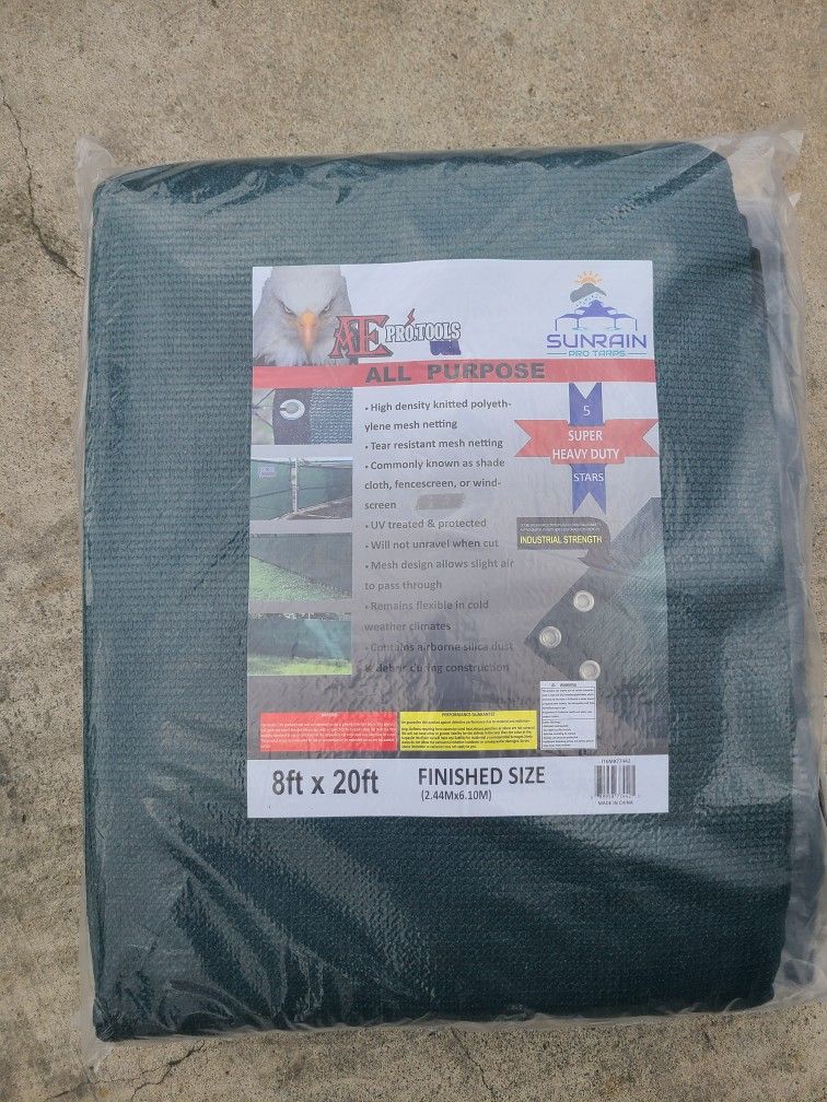8ft × 20ft Super Heavy Duty Mesh Shade In Dark Green