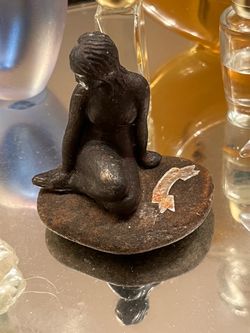 Vintage Little Mermaid Miniature Bronze Statue, Copenhagen, Denmark,