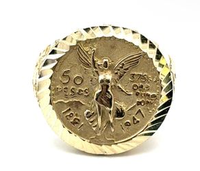 Men’s 10k Yellow Gold 50 Pesos Coin Style Ring Size 10 GP3116194