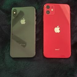 iPhone X + iPhone 11 (Product RED) – Both Working – Cracked Screens