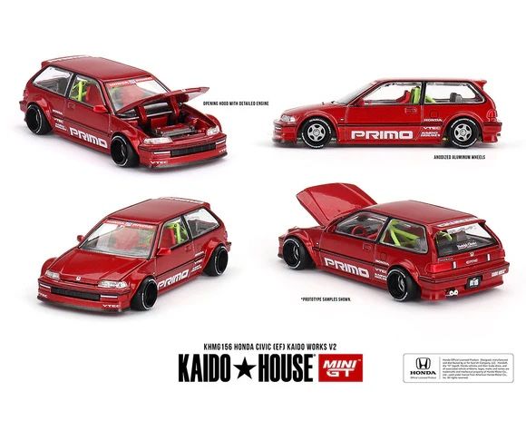 Kaido House X Mini GT 1:64 Honda Civic (EF) Kaido Works V2 - M Red