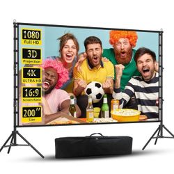 200 inch Portable and Foldable Projection Screen 4K HD 16:9 Rear Front Wrinkle-Free Movie Screen with Carry Bag 