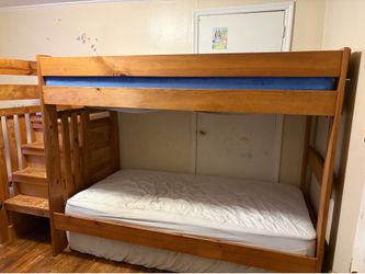 Twin over twin wooden bunk bed