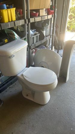 White Two-Piece Toilet with Seat