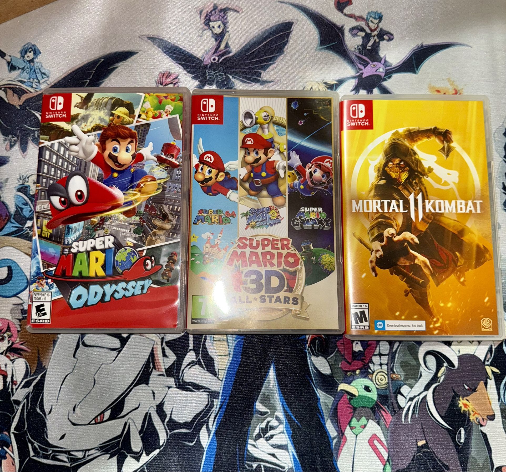 Nintendo Switch Video Game Lot Super Mario All Stars Odyssey Mortal Kombat 11