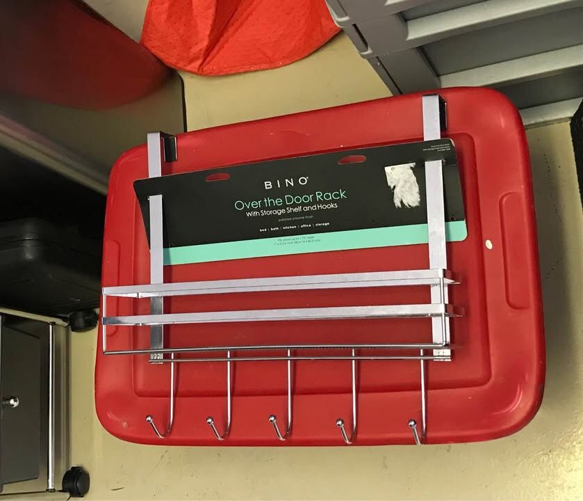 Over door storage basket with hooks