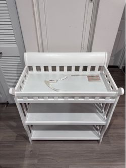 White Wood Baby Changing Table w/ 2 Shelves – 34.5x21.5x39”