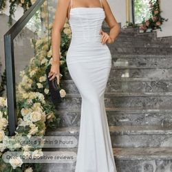 White Ruched Body Con Dress 