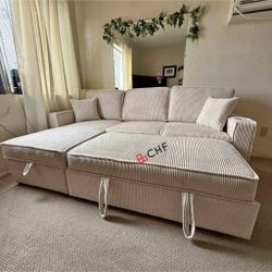 corduroy sleeper sectional sofa with pull out bed  - Limited Time Offer 