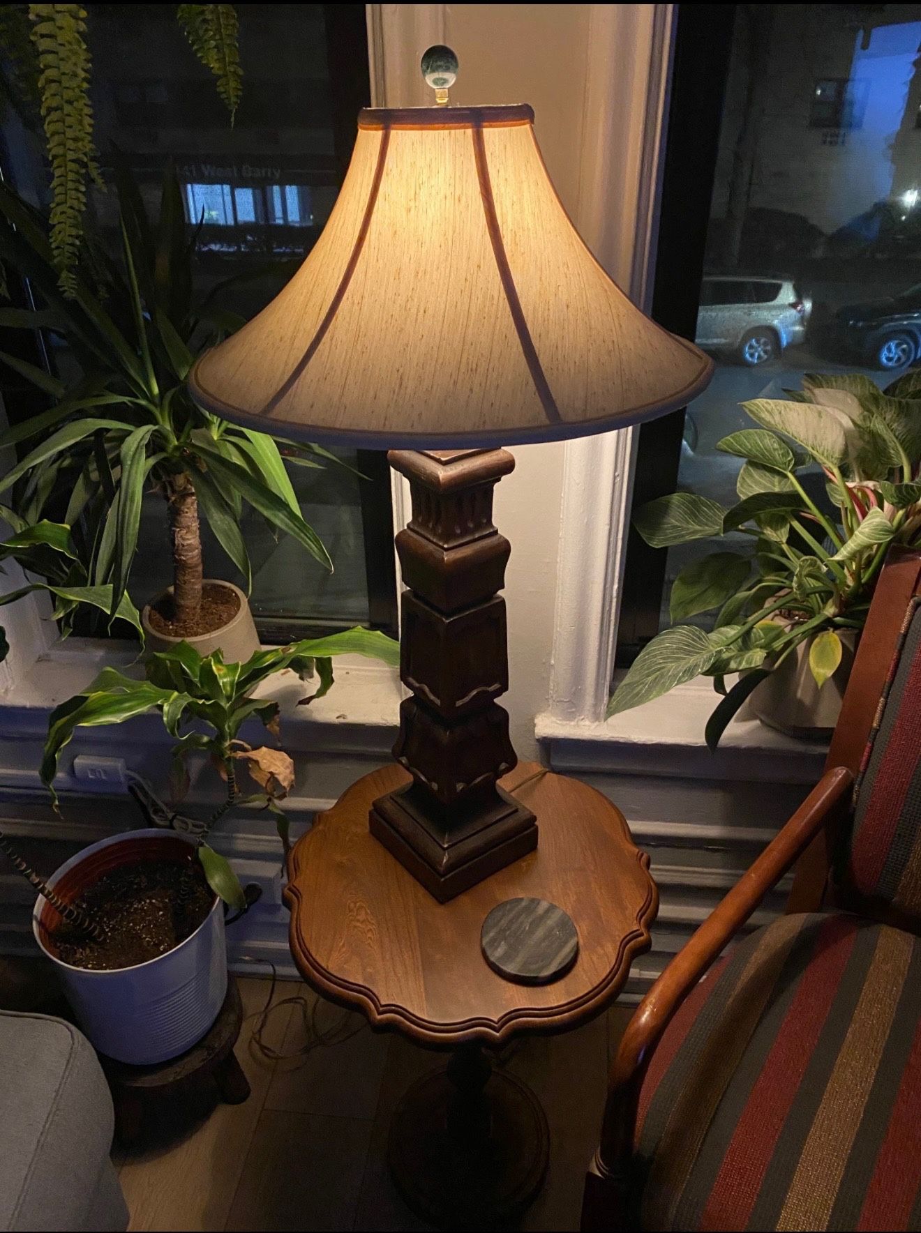 Vintage Carved Wood Lamp