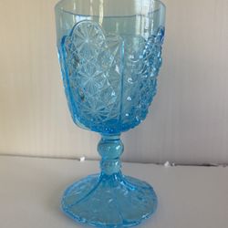 Glass; Daisy & Button Blue Goblet