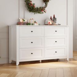White 6-Drawer Double Dresser