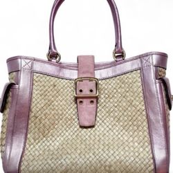 Vintage Coach Straw Hampton Tote