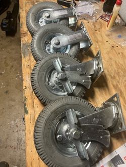 10 inch pneumatic wheels.